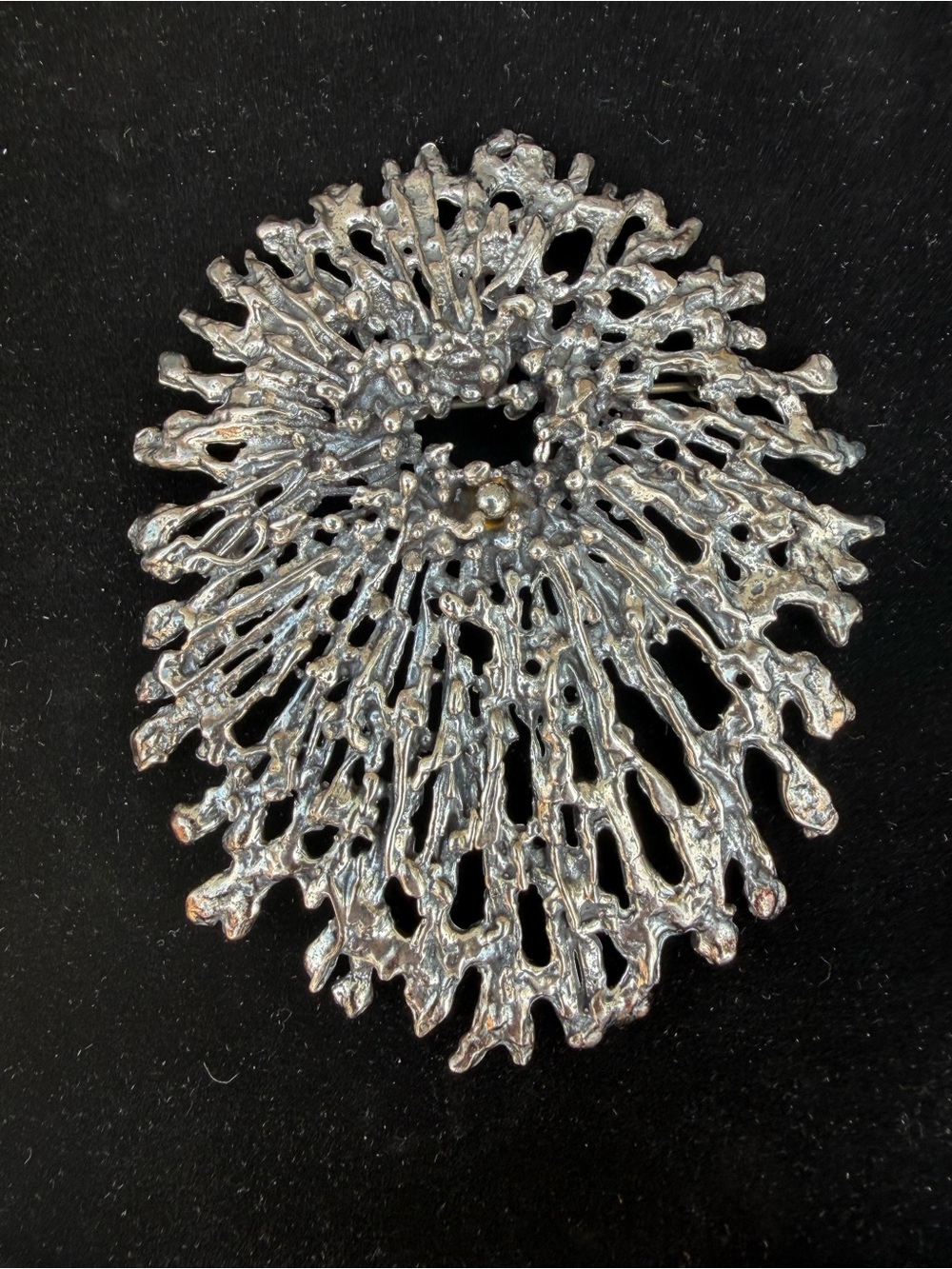 Vintage Aharon Bezalel Heavy Sterling Silver Brutalist Brooch Pendant 70g